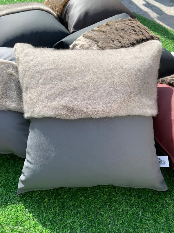 Grey Leather Cushion